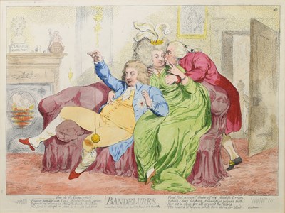 Lot 927 - JAMES GILLRAY; late 18th century coloured...