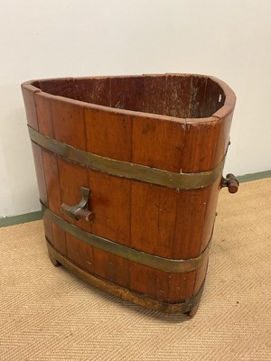 Lot 458 - An unusual teak and coopered triangular...