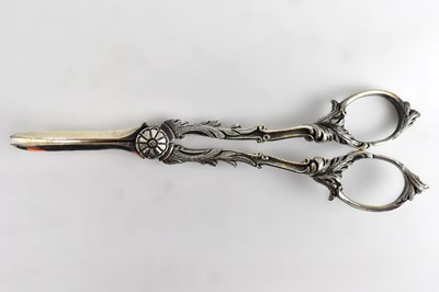 Lot 575 - A pair of Victorian plated grape scissors...