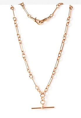 Lot 925 - A 9ct rose gold Figaro watch chain necklace...