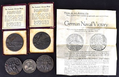 Lot 443 - Four 'The Lusitania' replica (German) medals,...