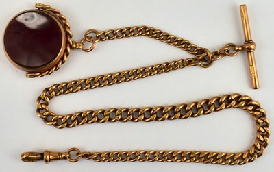 Lot 923 - A Victorian 9ct rose gold Albert watch chain...