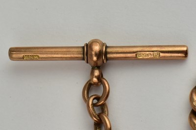 Lot 923 - A Victorian 9ct rose gold Albert watch chain...