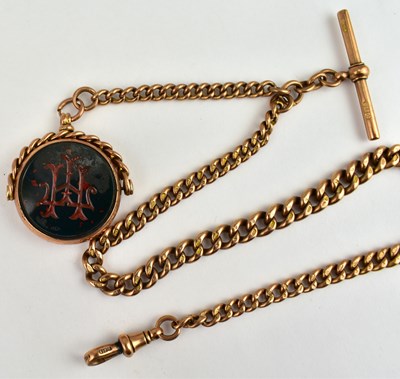 Lot 923 - A Victorian 9ct rose gold Albert watch chain...