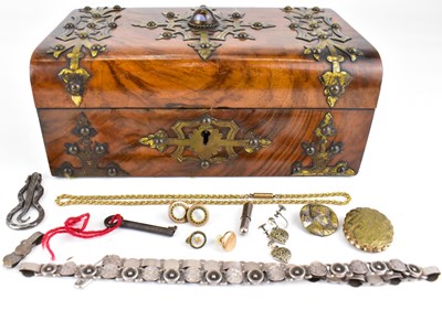 Lot 911 - A 19th century walnut jewellery box decorated...