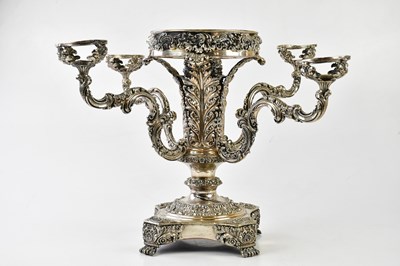 Lot 1239 - A silver plated four branch centrepiece, with...