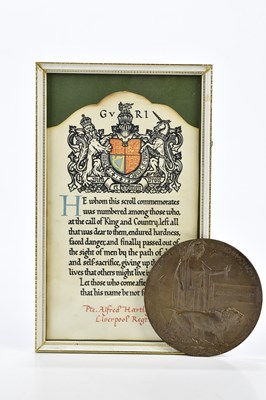 Lot 1524 - A WWI bronze memorial plaque awarded to Pte....