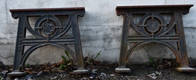 Lot 199 - A pair of cast iron bench platforms, with cast...