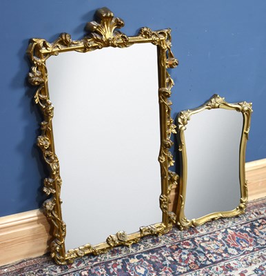 Lot 128 - A reproduction gilt framed wall mirror, 100 x...