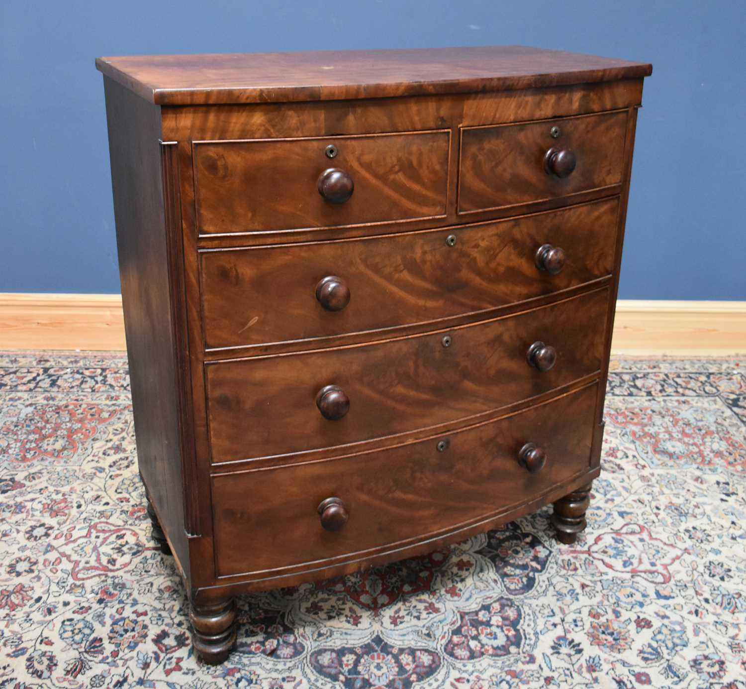 Lot 37 - A Victorian mahogany bowfronted chest of two...