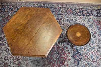 Lot 75 - An oak hexagonal topped table, height 56cm,...