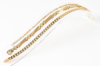 Lot 808 - A 9ct yellow gold curb link bracelet, length...