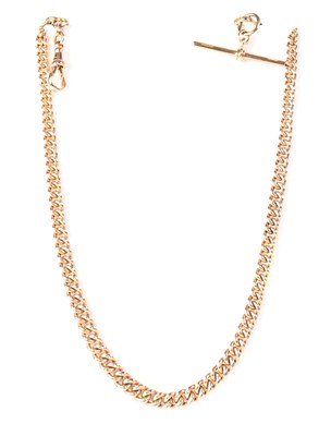 Lot 926 - A 9ct rose gold curb link watch chain with...