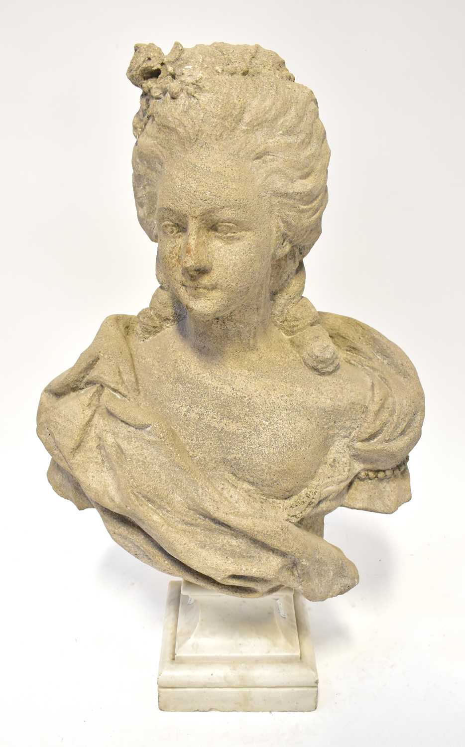 Lot 92 - A reconstituted stone bust of a Georgian woman,...