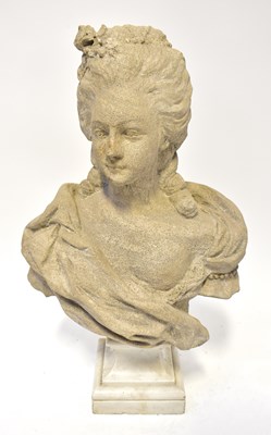 Lot 92 - A reconstituted stone bust of a Georgian woman,...