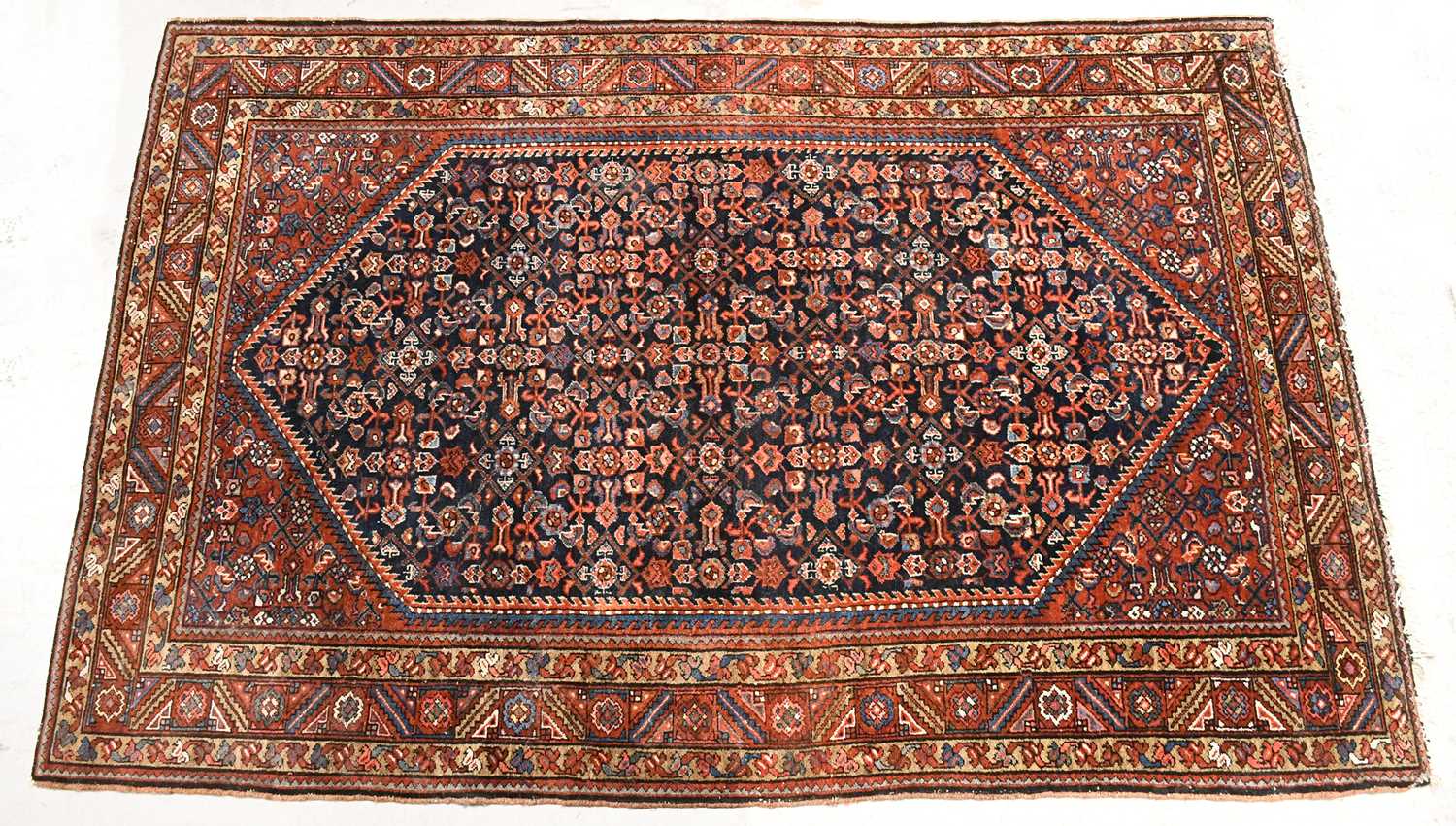 Lot 99 - A Hamadan rug, Herati pattern on an indigo