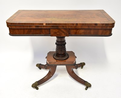 Lot 78 - A William IV mahogany fold-over tea table,...