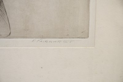 Lot 918 - E. FAIRHURST; an etching, ‘The Andrea Ferrara’,...