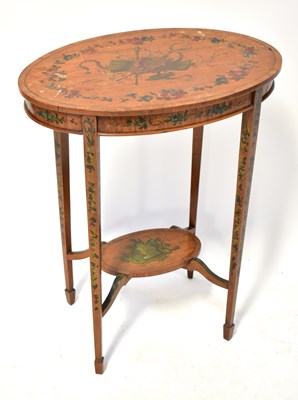 Lot 31 - A Hepplewhite-style hand painted satinwood...