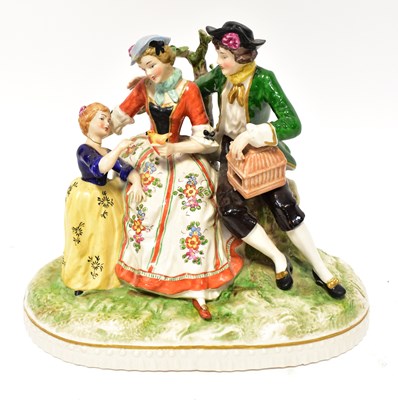 Lot 323 - DRESDEN; a 20th century figure group, a couple...