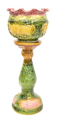 Lot 276 - A Victorian Majolica-style jardinière on stand,...