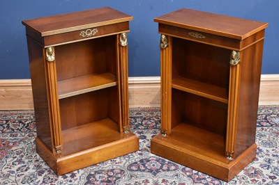 Lot 179 - A pair of reproduction yew wood gilt metal...