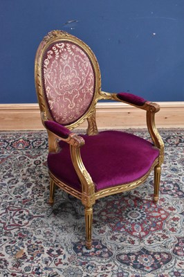 Lot 215 - A reproduction Louis XV style elbow chair with...