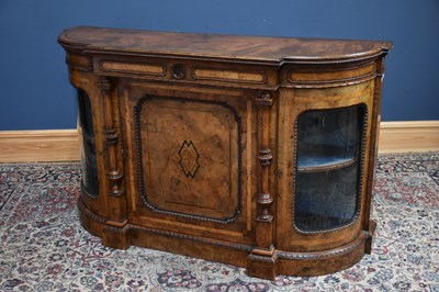Lot 2 - A Victorian walnut and ebonised credenza, with...