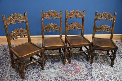 Lot 4 - A reproduction dark oak refectory dining table...