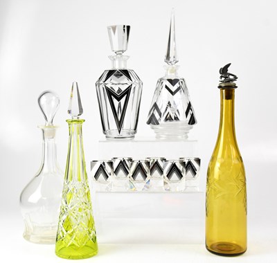 Lot 340 - An Art Deco glass decanter and set of six...