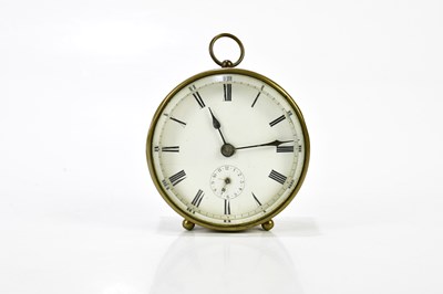 Lot 2049 - A 19th century brass cased alarm clock, the...