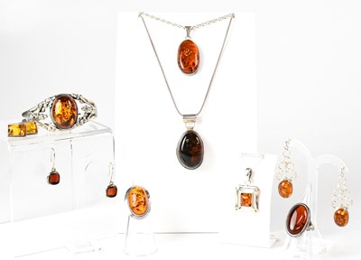 Lot 877 - A group of Baltic amber jewellery, comprising...