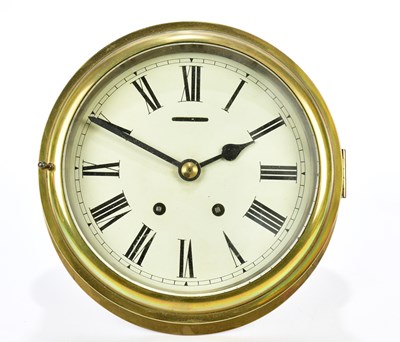 Lot 2043 - A late 19th century brass cased ship's clock,...