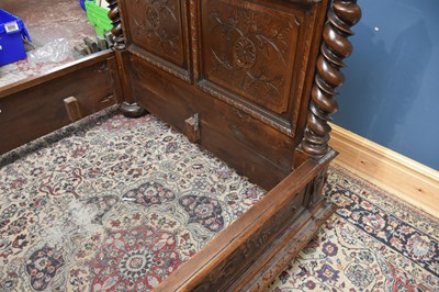 Lot 3 - A Victorian carved oak double bed, with...
