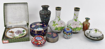 Lot 637 - A group of modern Chinese cloisonné enamel...