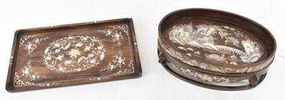 Lot 646 - A Chinese carved hardwood and mother of pearl...