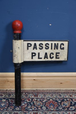 Lot 375 - A cast iron railway sign, 'Passing Place',...