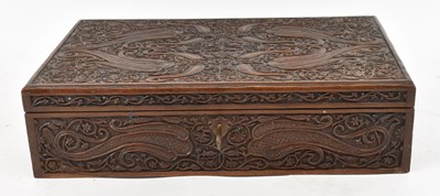 Lot 336 - An Anglo Indian carved hardwood box, with...