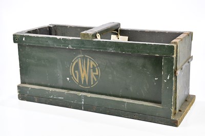 Lot 1074 - GWR; a green painted wooden carrying box, 25 x...