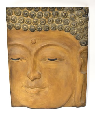 Lot 431 - A large fibreglass relief panel of a Buddha...