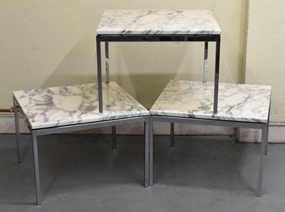 Lot 76 - Three marble topped coffee tables with chrome...