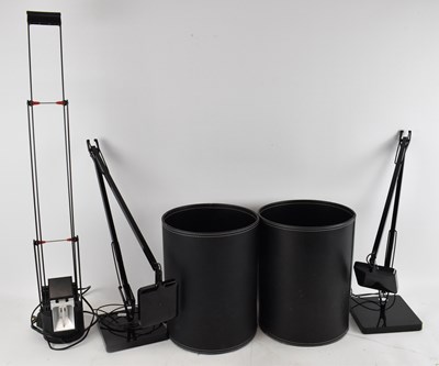 Lot 141 - Three modern desk lamps and a pair of waste...