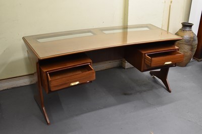 Lot 46 - A large contemporary teak office desk, width...