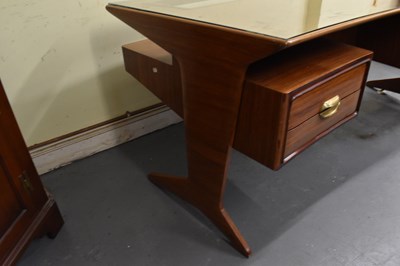 Lot 46 - A large contemporary teak office desk, width...