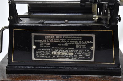 Lot 136 - THOMAS EDISON; a wind-up Gem phonograph, with...
