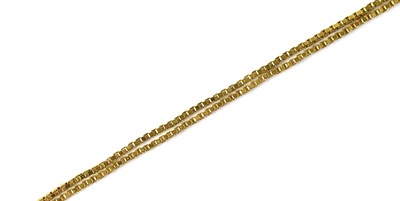 Lot 828 - An 18ct gold box chain link necklace stamped...