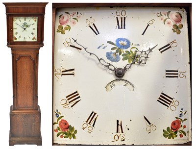 Lot 120 - An 18th century oak longcase clock, the square...