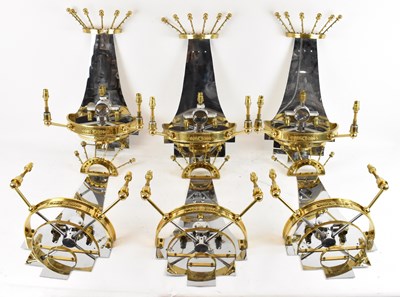 Lot 134 - A set of six modern contemporary brass and...