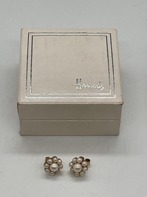 Lot 508 - A pair of 9ct yellow gold and seed pearl...