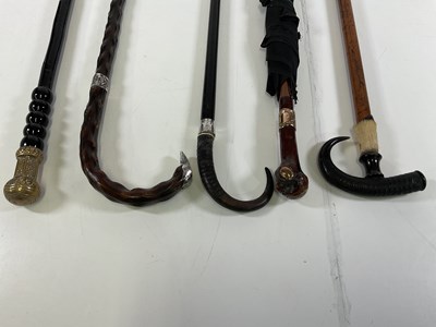 Lot 60 - A collection of walking sticks comprising two...